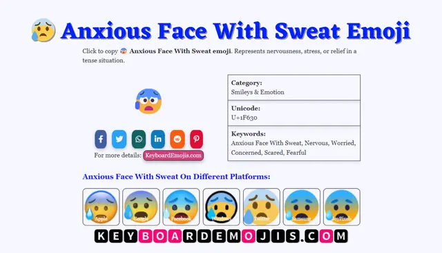 😰 Anxious Face With Sweat Emoji