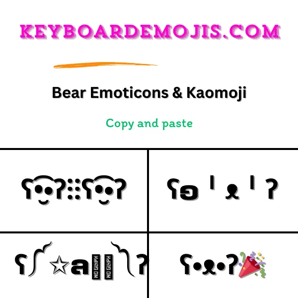 100+ Bear Emoticons & Kaomoji ʕง ͠° ͟ل͜ ͡°ʔง