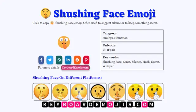 🤫 Shushing Face Emoji