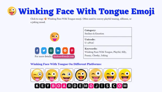 😜 Winking Face With Tongue Emoji