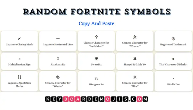 Random Fortnite Symbols |〆|人| Copy And Paste