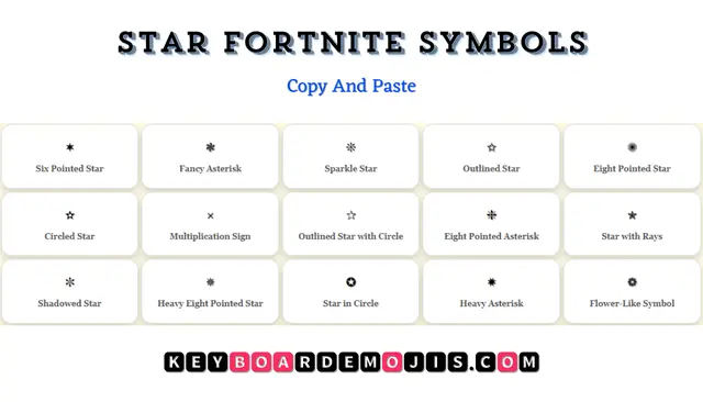 Star Fortnite Symbols |✶|✾| Copy And Paste